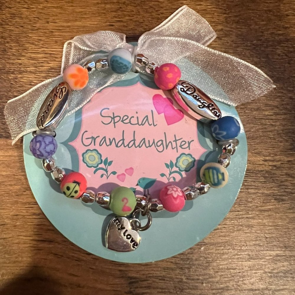 Special Granddaughter Multicolor Beaded Charm Bracelet